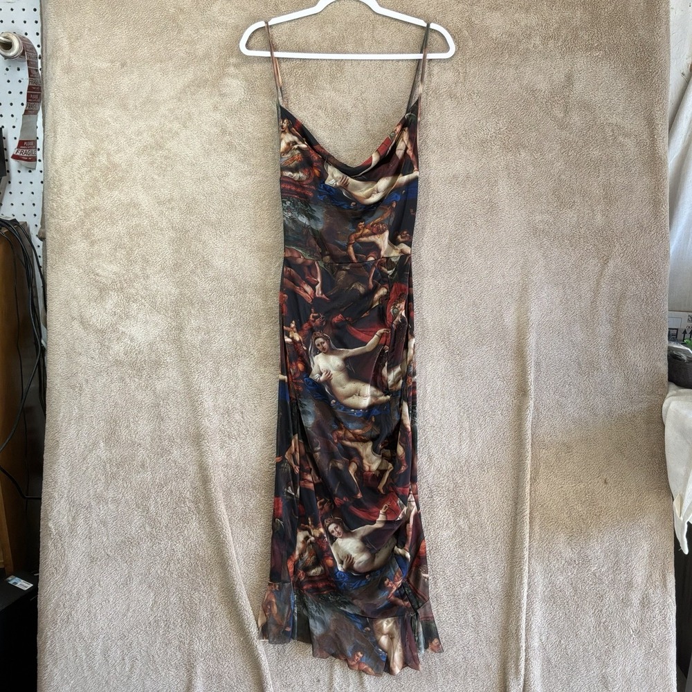 NEW Pretty‎ Little Thing Mesh Ruched Bodycon Dress Size 12 Renaissance Sheer NWT